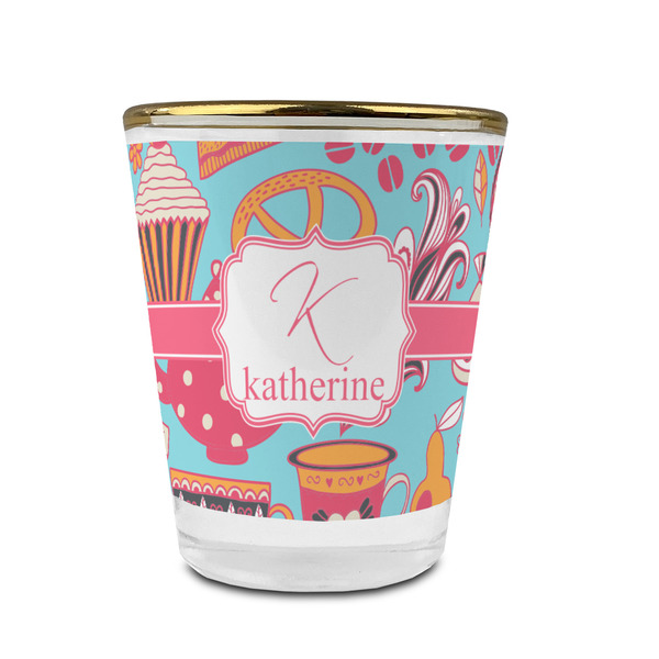 Dessert & Coffee Glass Shot Glass - With gold rim - FRONT