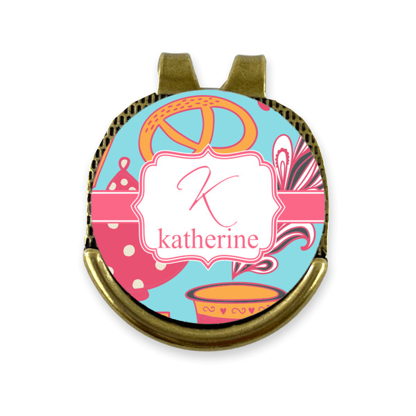 Custom Dessert & Coffee Golf Ball Marker - Hat Clip - Gold
