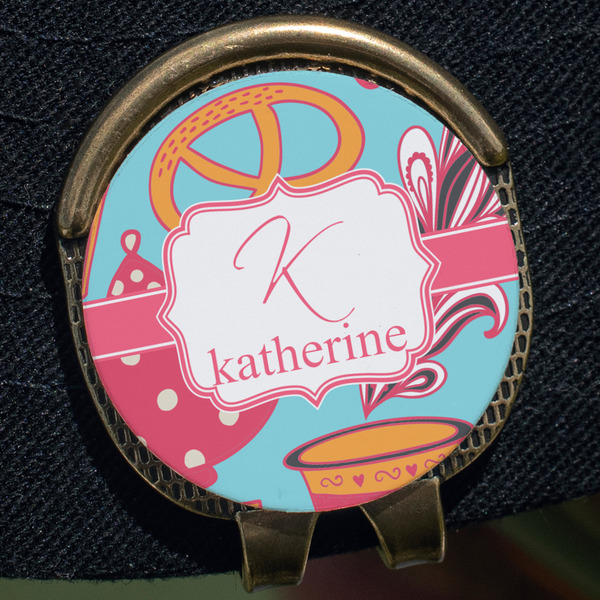 Dessert & Coffee Golf Ball Marker Hat Clip - Gold - Close Up