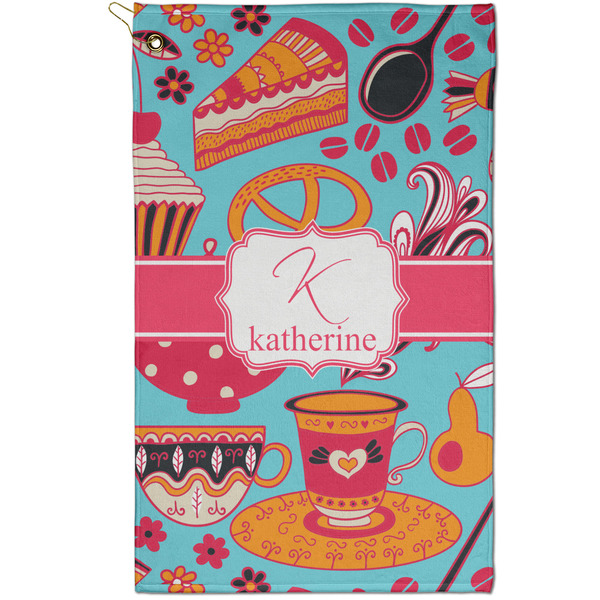 Custom Dessert & Coffee Golf Towel - Poly-Cotton Blend - Small w/ Name and Initial