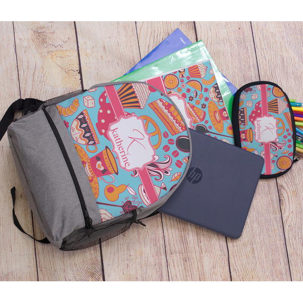 Dessert & Coffee Large Backpack - Gray - With Stuff