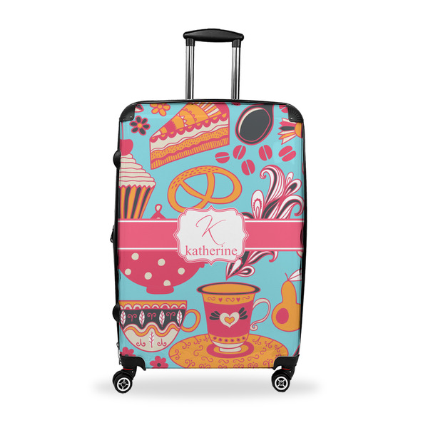Custom Dessert & Coffee Suitcase - 28" Large - Checked w/ Name and Initial