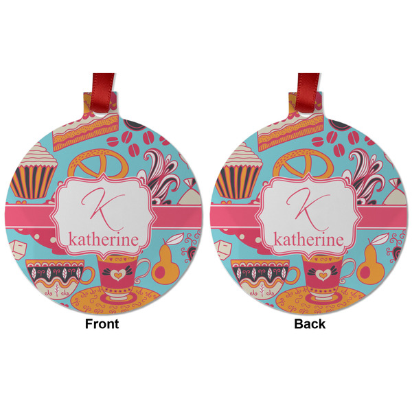 Dessert & Coffee Metal Ball Ornament - Front and Back
