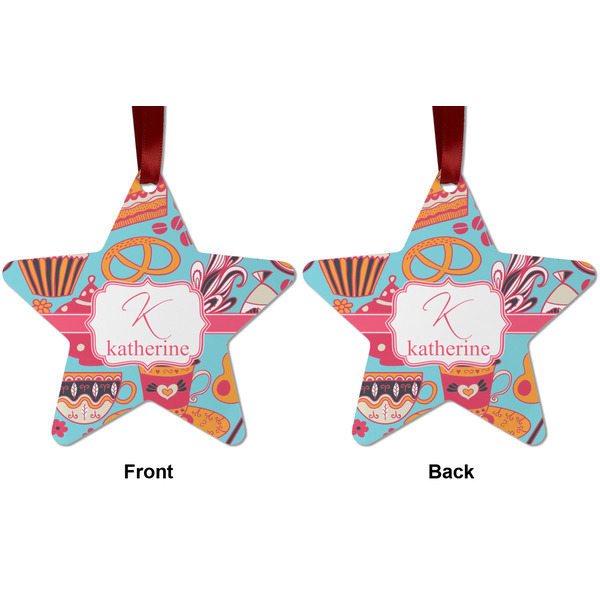 Dessert & Coffee Metal Star Ornament - Front and Back