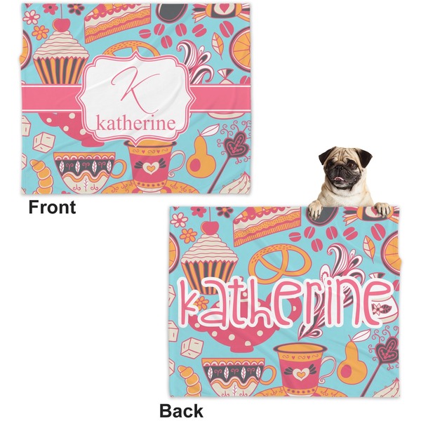 Dessert & Coffee Microfleece Dog Blanket - Large- Front & Back
