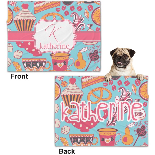 Dessert & Coffee Microfleece Dog Blanket - Regular - Front & Back