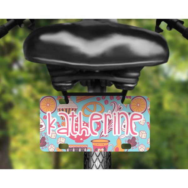 Dessert & Coffee Mini License Plate on Bicycle