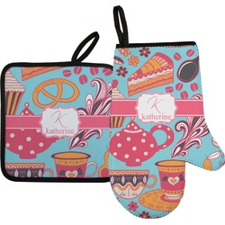 Dessert & Coffee Oven Mitt & Pot Holder Set w/ Name and Initial