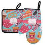 Dessert & Coffee Left Oven Mitt & Pot Holder Set w/ Name and Initial