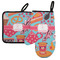 Dessert & Coffee Left Oven Mitt & Pot Holder Set w/ Name and Initial