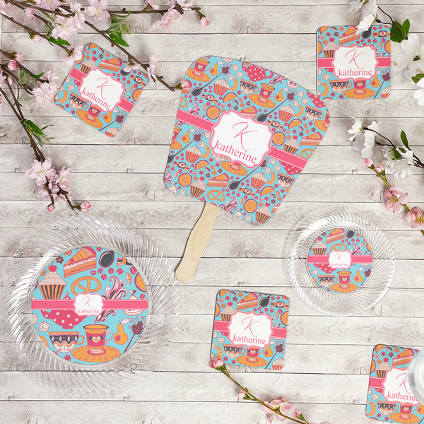 Dessert & Coffee Party Supplies Combination Image - All items - Plates, Coasters, Fans