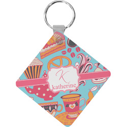 Dessert & Coffee Diamond Plastic Keychain w/ Name and Initial