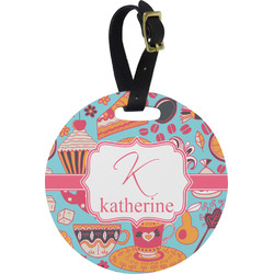 Dessert & Coffee Plastic Luggage Tag - Round (Personalized)