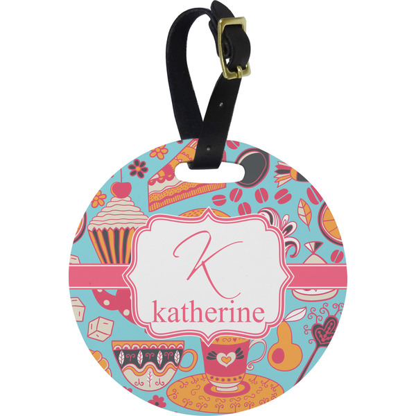 Custom Dessert & Coffee Plastic Luggage Tag - Round (Personalized)