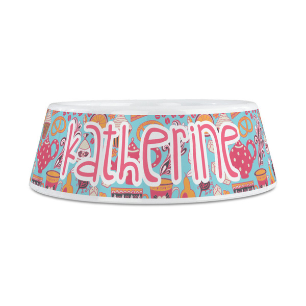 Dessert & Coffee Plastic Dog Bowls - Medium - FRONT