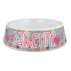 Dessert & Coffee Plastic Dog Bowl - Large (Personalized)