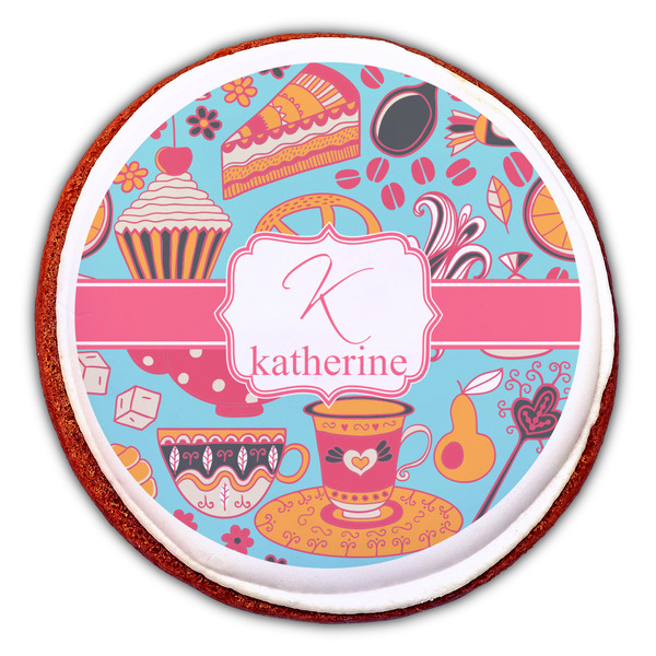 Dessert & Coffee Printed Icing Circle - Large - On Cookie