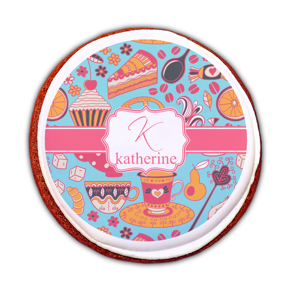 Dessert & Coffee Printed Icing Circle - Medium - On Cookie