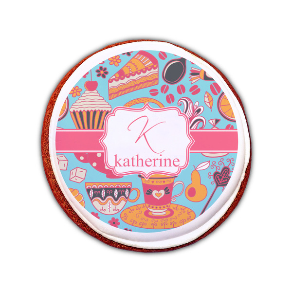 Dessert & Coffee Printed Icing Circle - Small - On Cookie