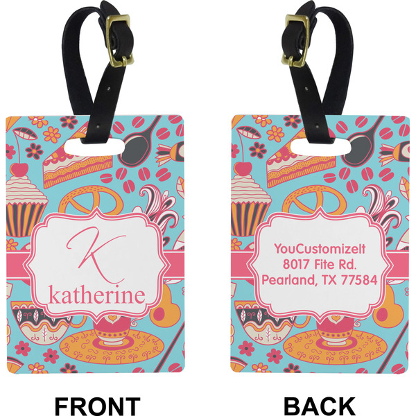 Dessert & Coffee Rectangle Luggage Tag (Front + Back)