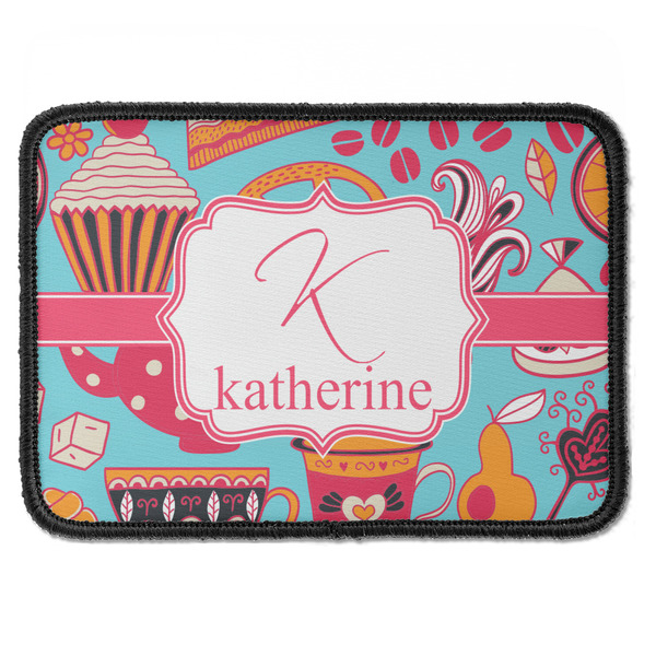 Custom Dessert & Coffee Iron On Rectangle Patch w/ Name and Initial