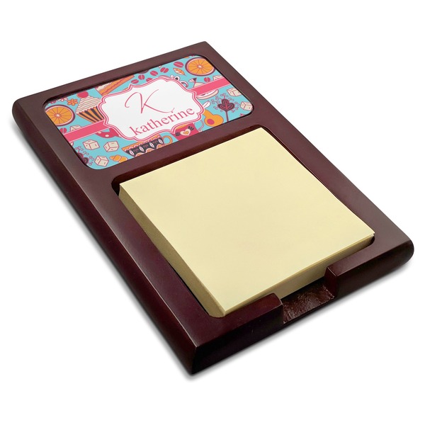 Custom Dessert & Coffee Red Mahogany Sticky Note Holder (Personalized)