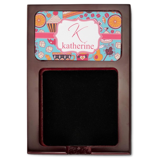 Dessert & Coffee Red Mahogany Sticky Note Holder - Flat