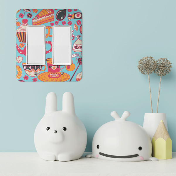 Dessert & Coffee Rocker Light Switch Covers - Double - IN CONTEXT