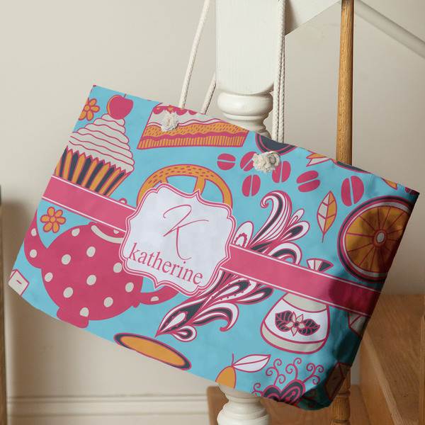 Dessert & Coffee Large Rope Tote - Life Style