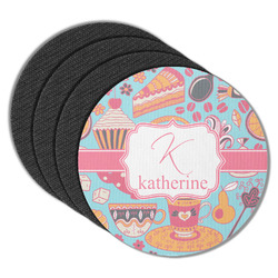 Dessert & Coffee Round Rubber Backed Coasters - Set of 4 (Personalized)