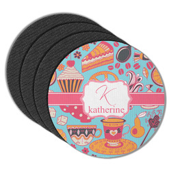 Dessert & Coffee Round Rubber Backed Coasters - Set of 4 (Personalized)