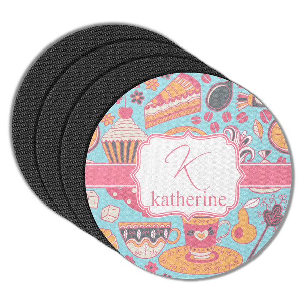 Custom Dessert & Coffee Round Rubber Backed Coasters - Set of 4 (Personalized)