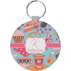 Dessert & Coffee Round Plastic Keychain (Personalized)