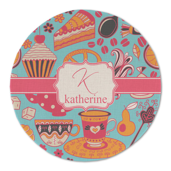 Custom Dessert & Coffee Round Linen Placemat - Single Sided (Personalized)