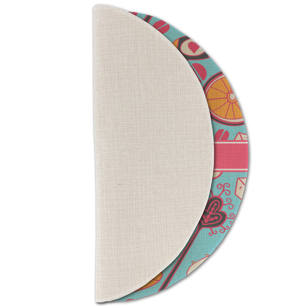 Dessert & Coffee Round Linen Placemats - HALF FOLDED (single sided)