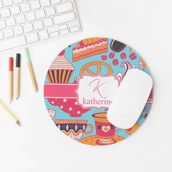 Dessert & Coffee Round Mousepad - LIFESTYLE 2