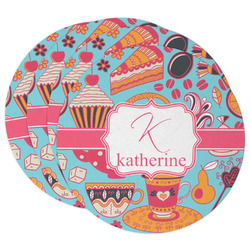 Dessert & Coffee Round Paper Coasters w/ Name and Initial