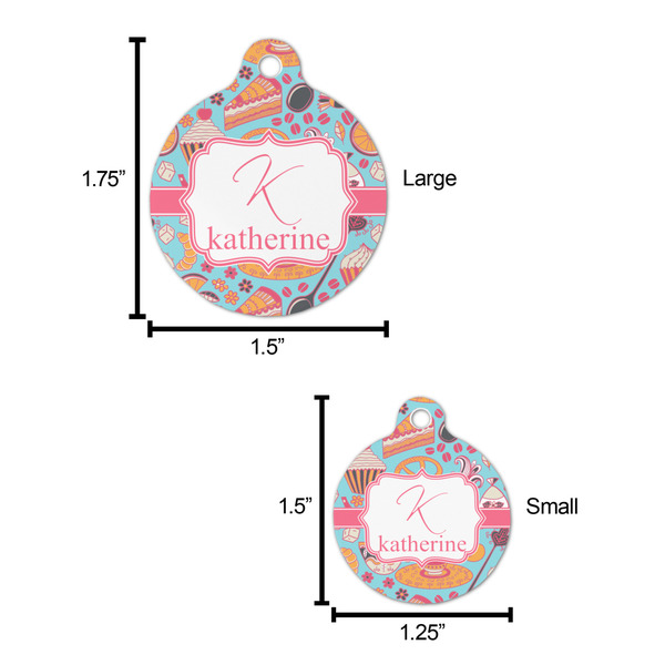Dessert & Coffee Round Pet ID Tag - Large - Comparison Scale