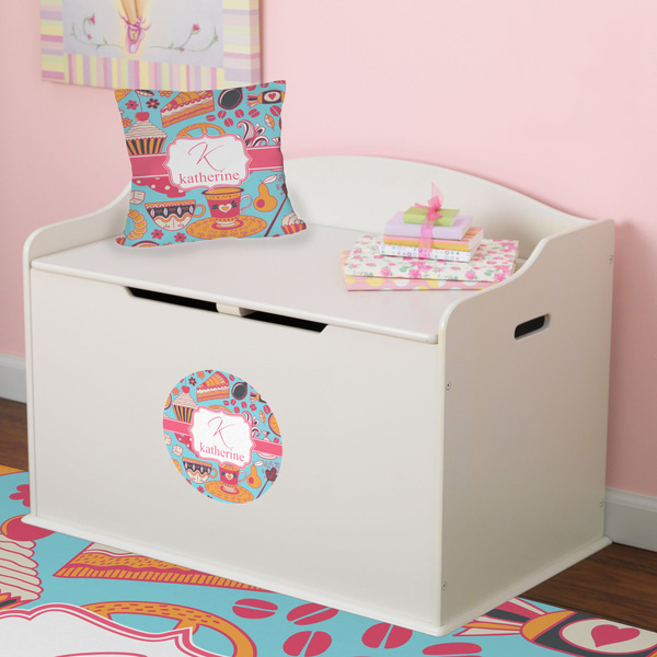 Dessert & Coffee Round Wall Decal on Toy Chest