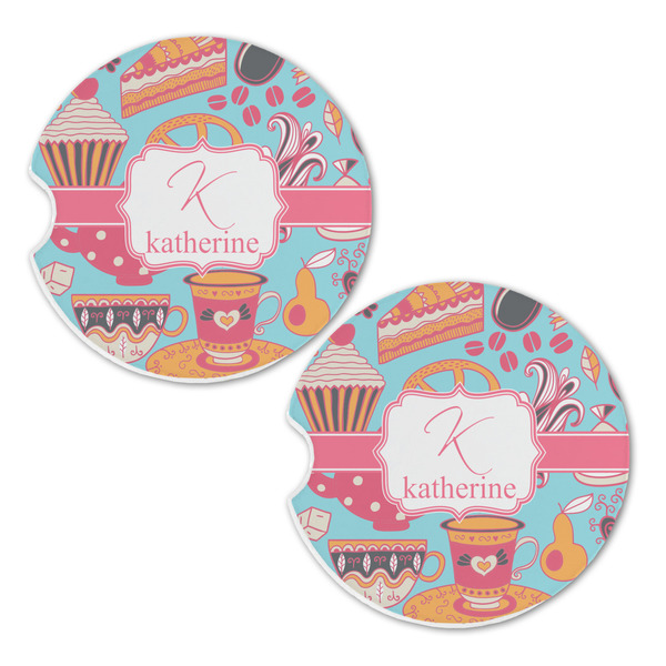 Dessert & Coffee Sandstone Car Coasters - Set of 2