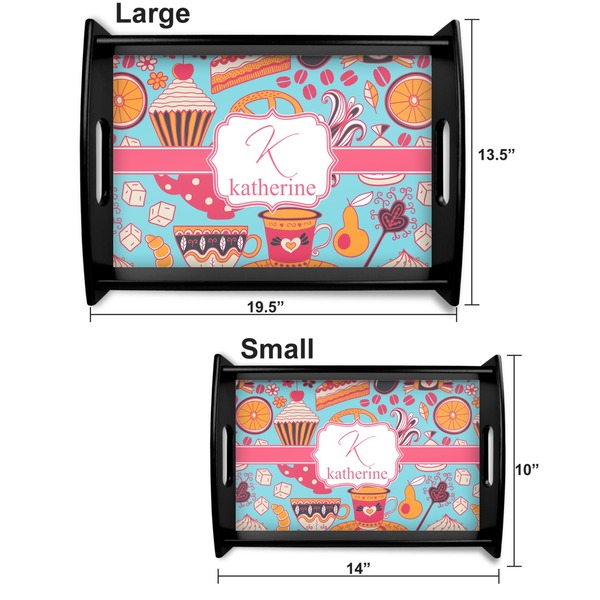 Dessert & Coffee Serving Tray Black Sizes