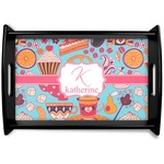 Dessert & Coffee Black Wooden Tray - Small (Personalized)