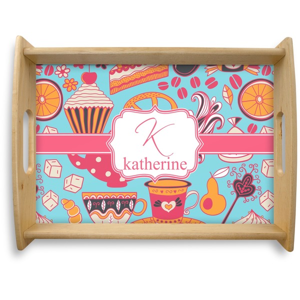 Custom Dessert & Coffee Natural Wooden Tray - Large (Personalized)