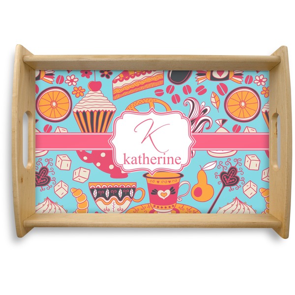 Custom Dessert & Coffee Natural Wooden Tray - Small (Personalized)