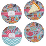 Dessert & Coffee Set of 4 Glass Appetizer / Dessert Plate 8" (Personalized)