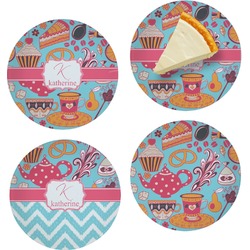 Dessert & Coffee Set of 4 Glass Appetizer / Dessert Plate 8" (Personalized)