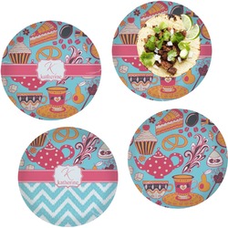 Dessert & Coffee Set of 4 Glass Lunch / Dinner Plate 10" (Personalized)