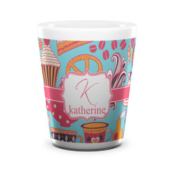 Dessert & Coffee Ceramic Shot Glass - 1.5 oz - White - Set of 4 (Personalized)