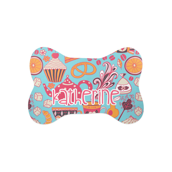 Custom Dessert & Coffee Bone Shaped Dog Food Mat (Small) (Personalized)