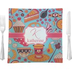 Dessert & Coffee 9.5" Glass Square Lunch / Dinner Plate- Single or Set of 4 (Personalized)